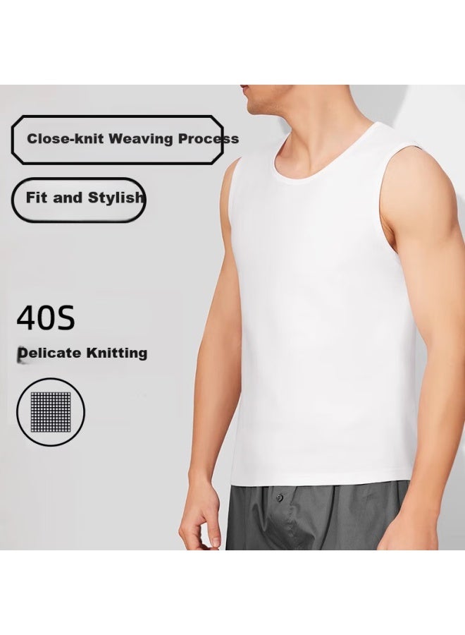 LANG SHA Langsha Men's Wide Shoulder Tank Top Pure Cotton Sports Sleeveless Vest Inner Wear Fitness Basketball Running Men's Base Sweatshirt - Image 3