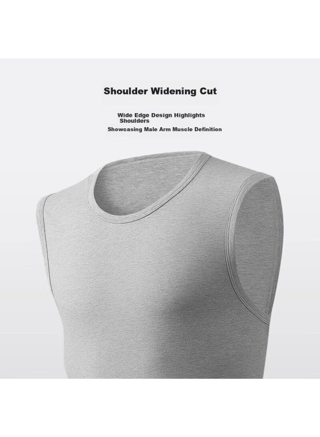LANG SHA Langsha Men's Wide Shoulder Tank Top Pure Cotton Sports Sleeveless Vest Inner Wear Fitness Basketball Running Men's Base Sweatshirt - Image 4