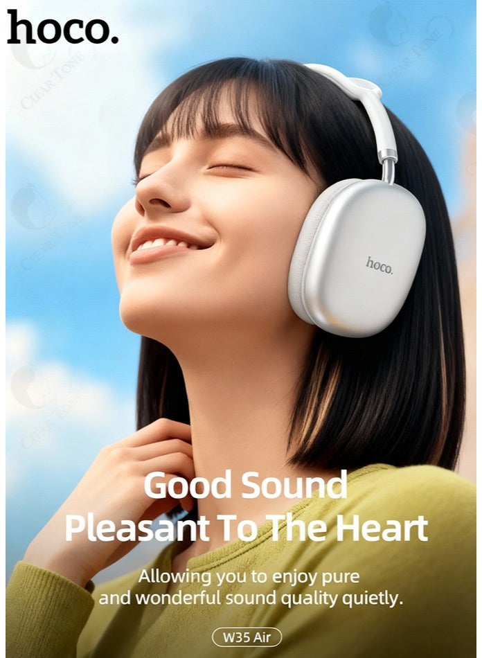 hoco. Premium & Best Quality Wireless Bluetooth Headphones with 45H Playtime - Bluetooth 5.3 | Type-C Fast Charging | 90° Rotatable Ear cups | TF Slot Support Up to 125 GB | Comfort Cushion Pads | Lightweight Premium Build (Silver) - Image 4