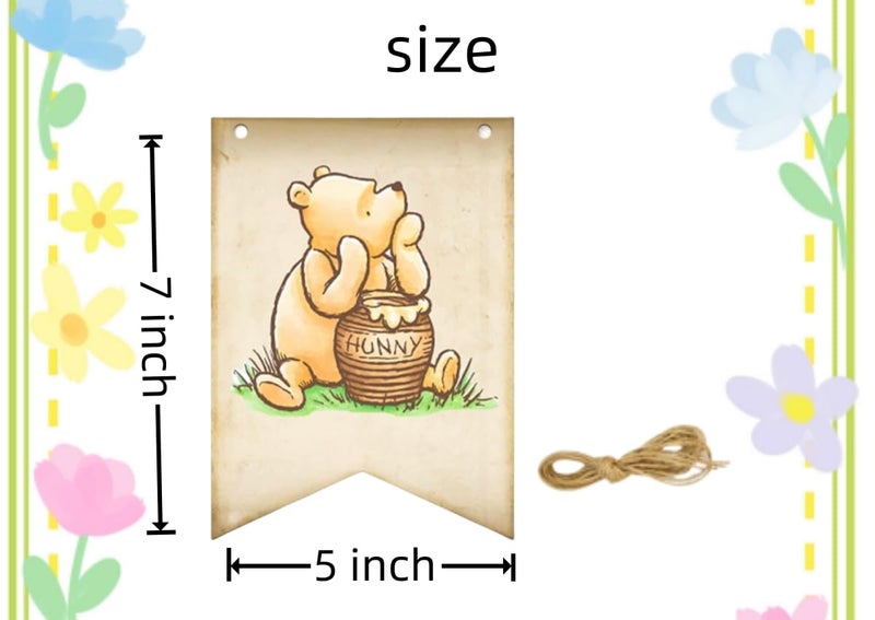 Unbala Winnie Birthday Banners Classic Pooh Happy Birthday Banner Signs Adorable Winnie Birthday Decoration Supplies - Image 2