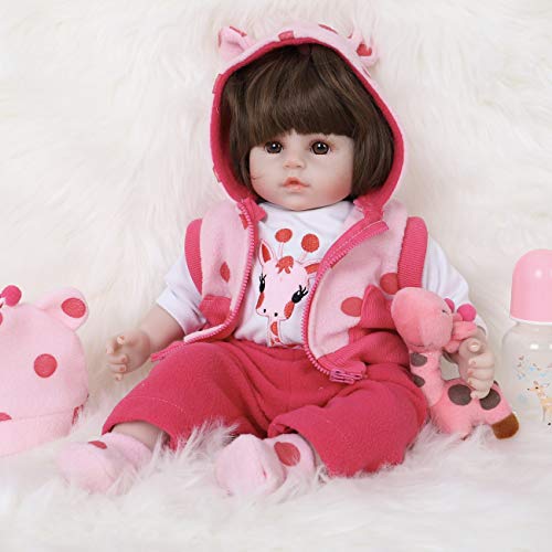 ENADOLL Reborn Baby Doll Realistic Silicone Vinyl Polka Dot Giraffe Baby 16 inch Weighted Soft Body Lifelike Doll Gift Set for Ages 3Polka Dot Giraffe - Image 5
