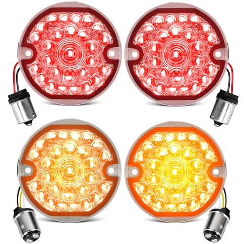 AUDEXEN 3-1/4 Inch LED Turn Signal Kit 1157 Double Base Front Turn Signal + 1156 Single Connector Rear Signals Lights Compatible with Harley Road Glide Road King Softail Ultra Classic Ultra Limited - Image 1