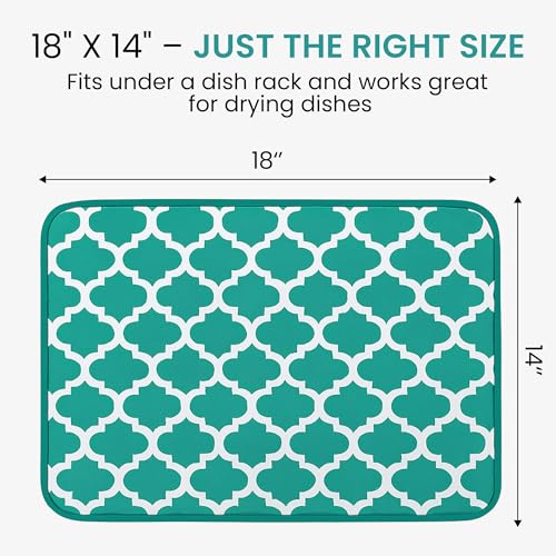 Bambüsi Dish Drying Mat - Microfiber Kitchen Counter Mat, Super Absorbent & Quick Dry Dish Drying Pad for Dishes, Utensils, Pots & Pans - Large Reversible Drying Mat for Kitchen Countertops, Coffee Bar, Green - Image 5