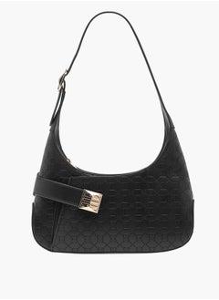 ELLE Monogram Embossed Shoulder Bag with Adjustable Handle  - Image 1
