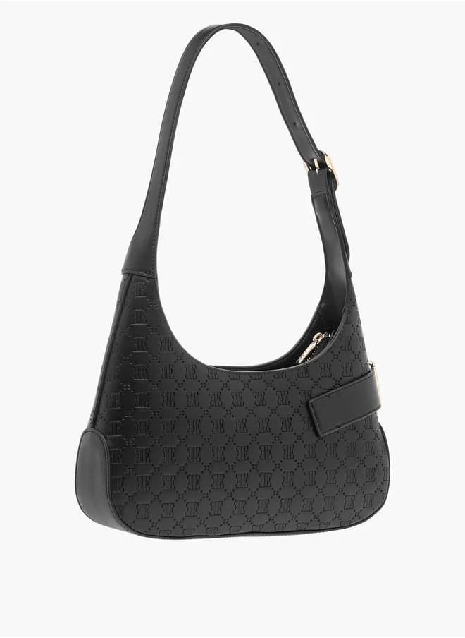 ELLE Monogram Embossed Shoulder Bag with Adjustable Handle