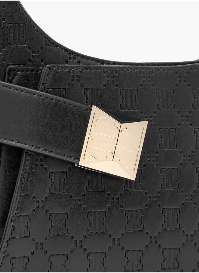 ELLE Monogram Embossed Shoulder Bag with Adjustable Handle