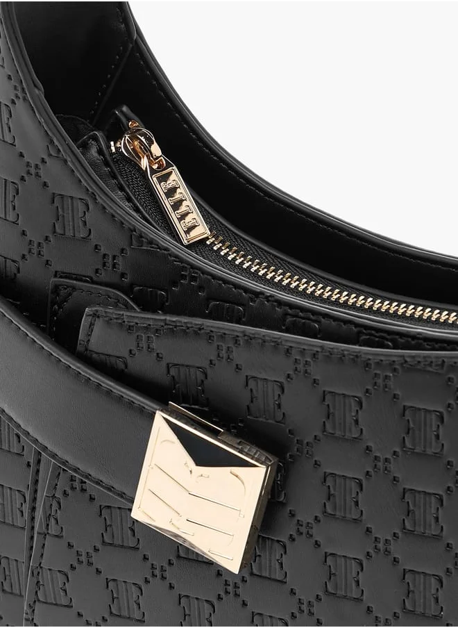 ELLE Monogram Embossed Shoulder Bag with Adjustable Handle