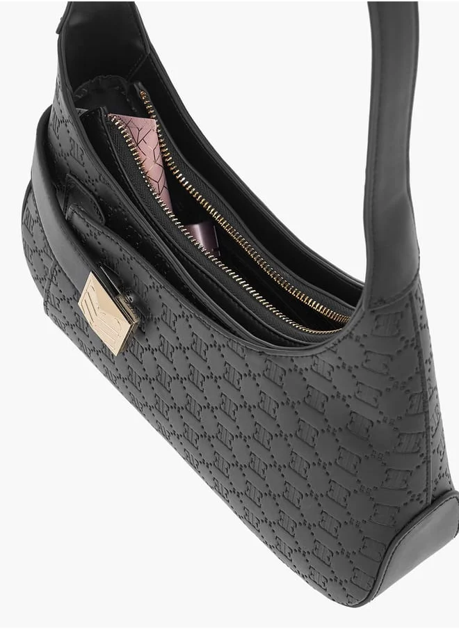 ELLE Monogram Embossed Shoulder Bag with Adjustable Handle