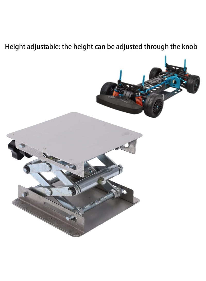 SYOSI Lab Scissors Jack, Stainless Steel RC Jack, Lifting Platform, Manual Miniature Lift Stand Table for RC Cars,Stainless Steel Laboratory Support Jack Platform with Black Hand Wheel  - Image 2