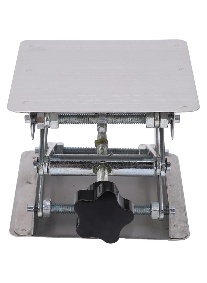 SYOSI Lab Scissors Jack, Stainless Steel RC Jack, Lifting Platform, Manual Miniature Lift Stand Table for RC Cars,Stainless Steel Laboratory Support Jack Platform with Black Hand Wheel  - Image 4