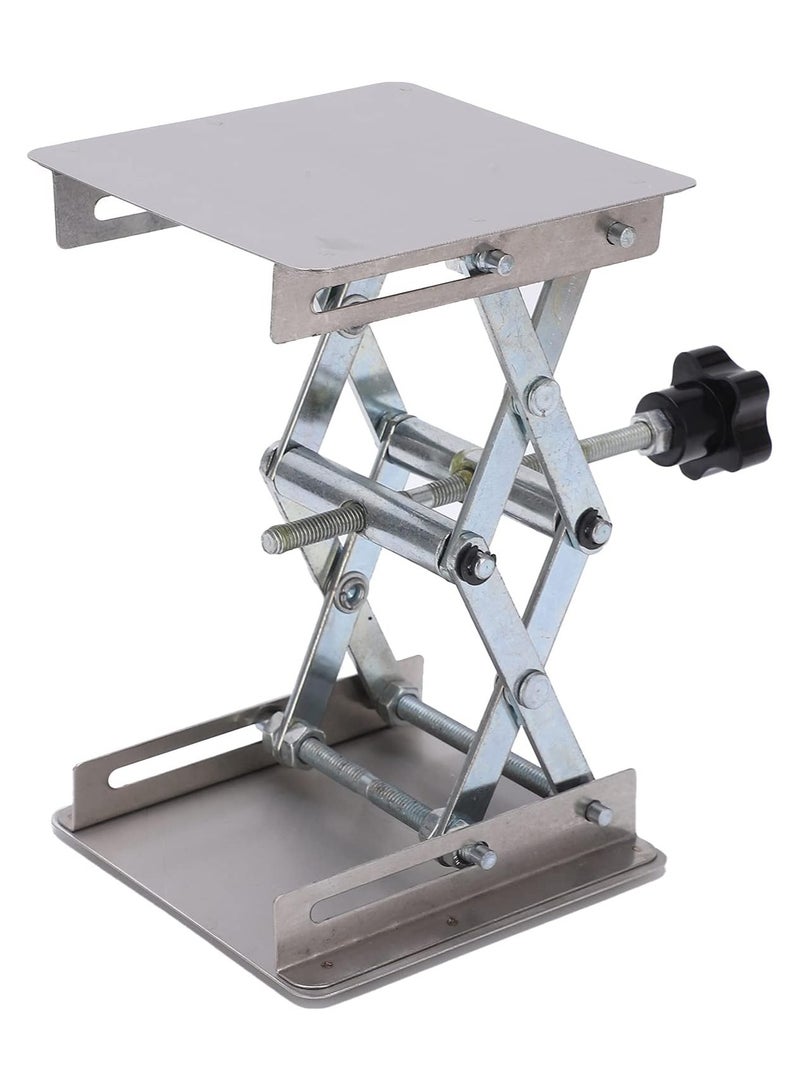 SYOSI Lab Scissors Jack, Stainless Steel RC Jack, Lifting Platform, Manual Miniature Lift Stand Table for RC Cars,Stainless Steel Laboratory Support Jack Platform with Black Hand Wheel  - Image 3