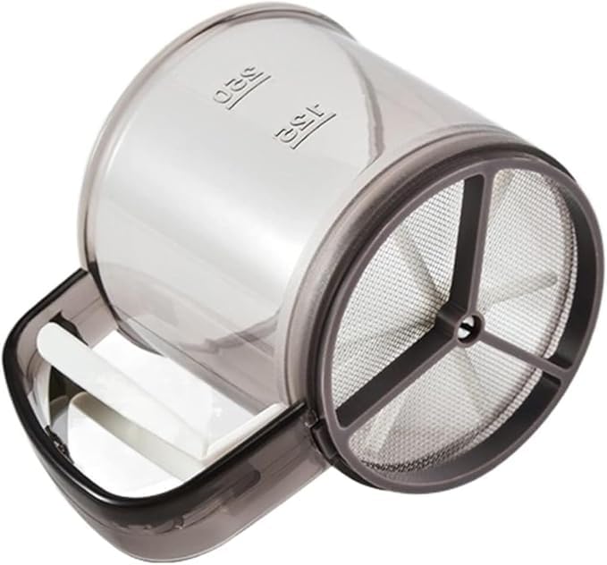 Autio EXIM Baking Stainless Steel Shaker Sieve Cup Manual Flour Sifter with Measuring Scale Mark for Flour Icing Sugar FoodGrade Sugar Duster Handheld Sugar Powder Sifter - Image 1
