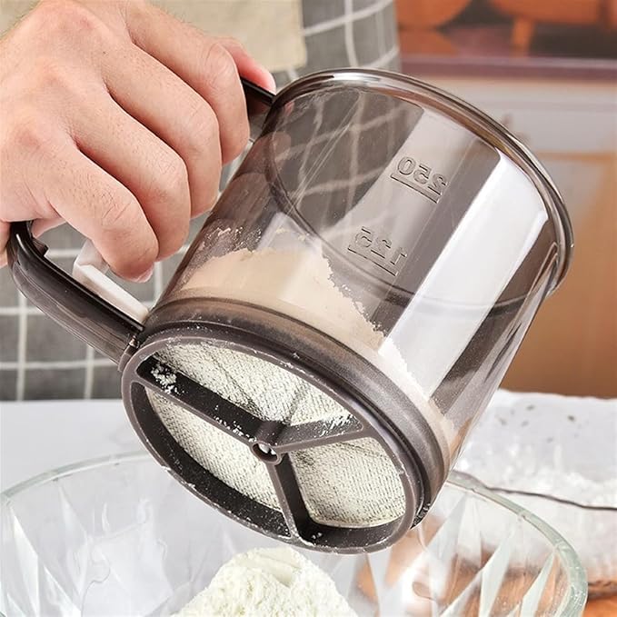 Autio EXIM Baking Stainless Steel Shaker Sieve Cup Manual Flour Sifter with Measuring Scale Mark for Flour Icing Sugar FoodGrade Sugar Duster Handheld Sugar Powder Sifter - Image 2