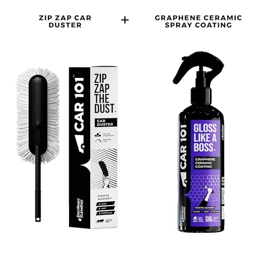 CAR101 Car Duster & Graphene Coating - Combo | Ceramic Wax Duster for Scratch-Free Cleaning | Hydrophobic Graphene Spray for High Gloss & UV Protection | Car & Bike Care - Image 3