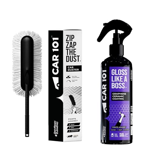 CAR101 Car Duster & Graphene Coating - Combo | Ceramic Wax Duster for Scratch-Free Cleaning | Hydrophobic Graphene Spray for High Gloss & UV Protection | Car & Bike Care - Image 1