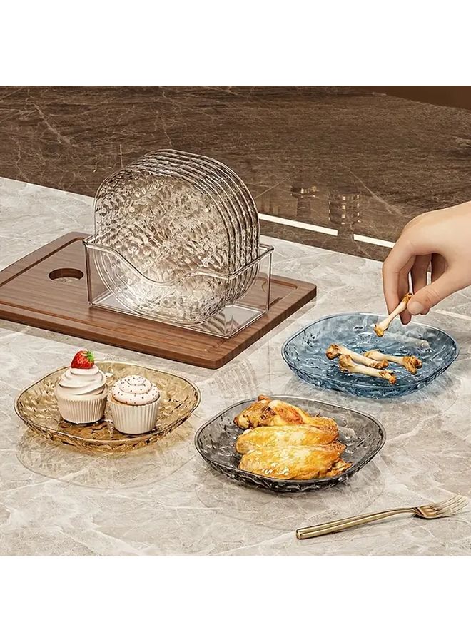 مجموعة صينية تقديم بتصميم تموجات المياه البيضاء المربعة 6 قطع للمقبلات والفواكه والحلويات - Image 1