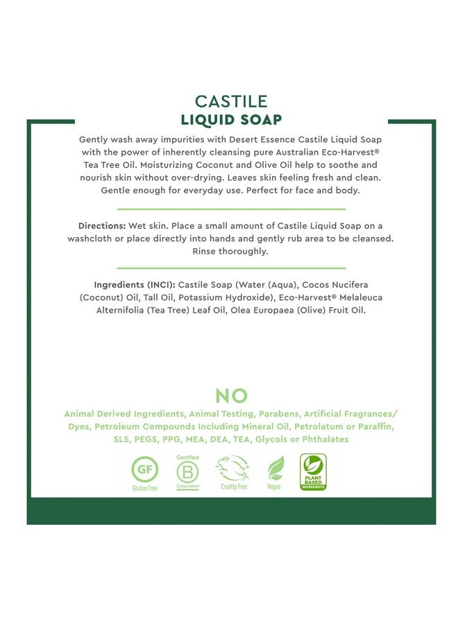 صابون سائل كاستيل من ديزرت إيسنس بزيت شجرة الشاي من إيكو هارفيست - 32 أونصة سائلة - منظف للوجه والجسم - زيت جوز الهند والزيتون - قد يقلل من العيوب ويساعد على تقليل الزيوت - Image 5