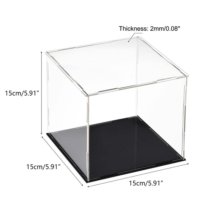 TOP-VIGOR Acrylic Clear Display Case, 15x15x15cm Assemble Dustproof Protection Countertop Box, Showcase Cube Collectibles Show Box for Figures Toys Home Storage - Image 2