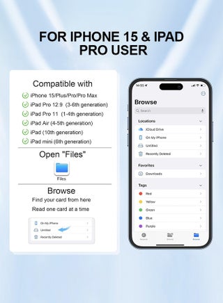 2 في 1 قارئ بطاقة ذاكرة USB-C Micro SD/SD من النوع C 2 في 1 قارئ بطاقة ذاكرة من النوع C لجهاز iPhone 15 Pro/Max، لجهاز MacBook Pro Air 2022-2016، M1 M2 Mac/iPad Pro Air/Surface، لجهاز Samsung S23/S22/S21/Ultra/Plus، المزيد - view 4