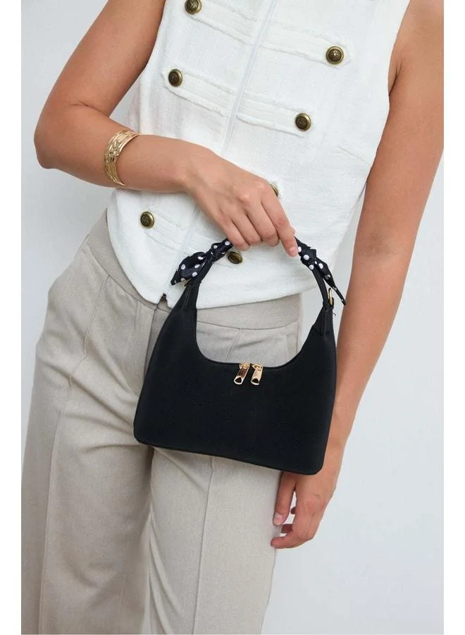 Shule Bags  Laguna Black Hand and Crossbody Bag with Scarf Detail. for Women | Best Price UAE