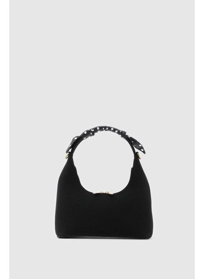 Shule Bags Laguna Black Hand and Crossbody Bag with Scarf Detail.