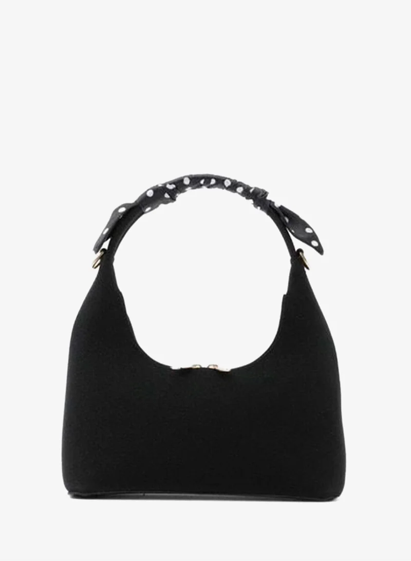 Shule Bags Laguna Black Hand and Crossbody Bag with Scarf Detail.