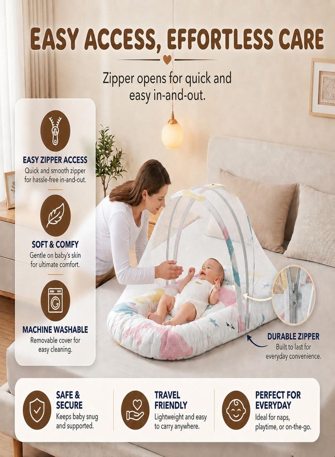 StarAndDaisy Baby Nest for Sleeping for Newborn Baby/Soft and Comfortable Bed, Washable Cotton,Design for 0-12 Months Babies (Mini-Ocean Print) - Image 5