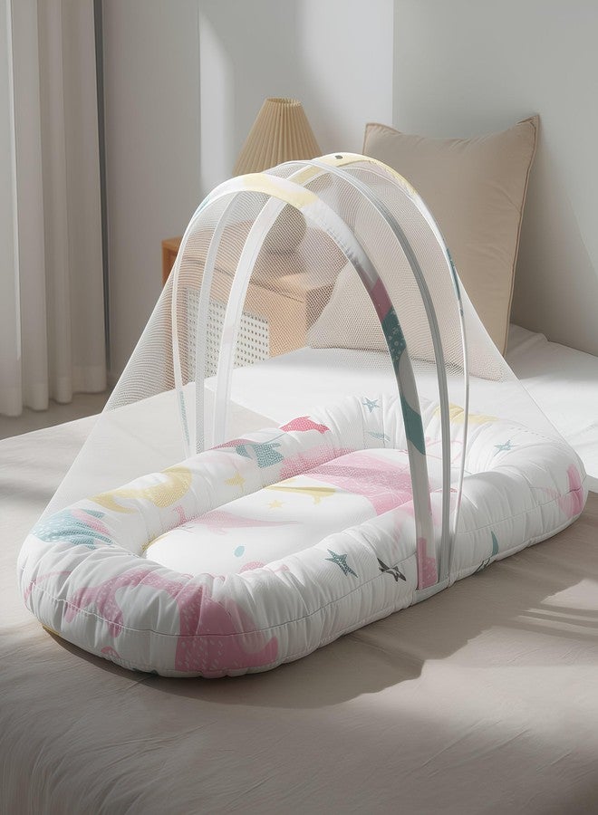 StarAndDaisy Baby Nest for Sleeping for Newborn Baby/Soft and Comfortable Bed, Washable Cotton,Design for 0-12 Months Babies (Mini-Ocean Print) - Image 1