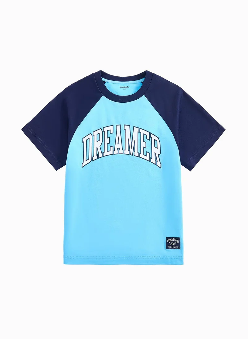 بالابالا Kids Unisex Round V-Neck Short-Sleeved T-Shirt