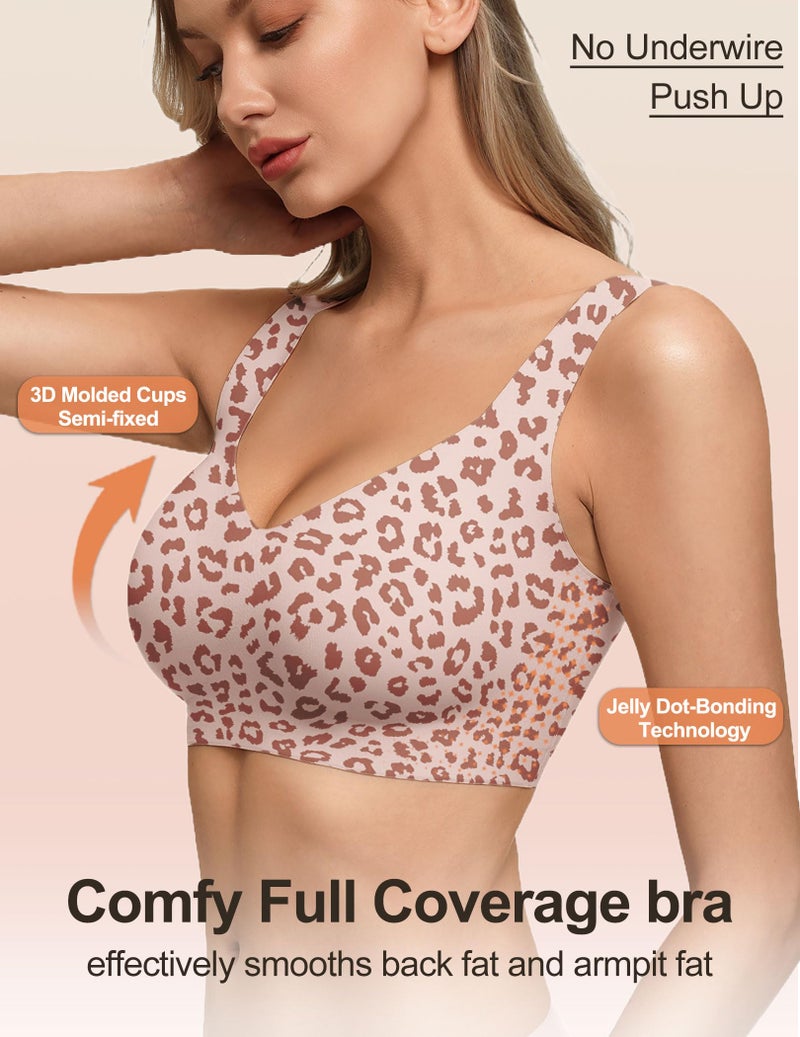 Women's Seamless Wireless Pullover Bralette Lightly Padded Full Coverage T-Shirt Bra with Wide Straps - Image 4