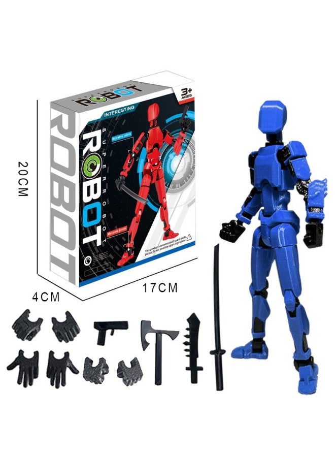 3rd Lucky DIY Doll 3D Printed Toy 13 Joints Movable Full Body Activity Stress Relief Toy Plastic Material From Guangdong-Color:Boxed-Blue Black Arthroid  - Image 1