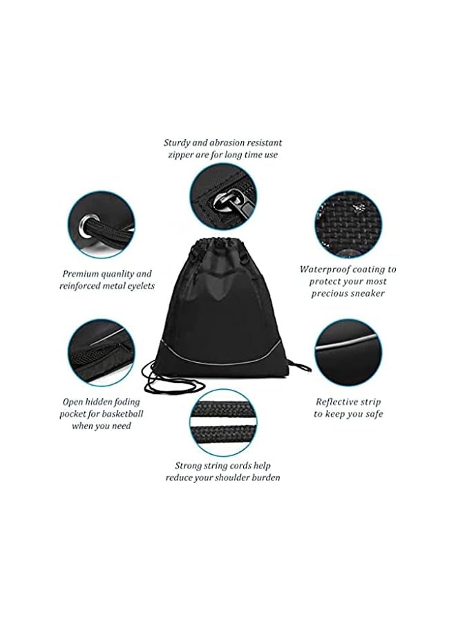 SYOSI Backpack Bag, Draw String Back Sack with Zip Pocket and Water Bottle Mesh Pockets, Sport Gym Drawstring Bags Basketball Football Swim Bag, Outdoor Travel Sports Backpack for Men Women  - Image 2