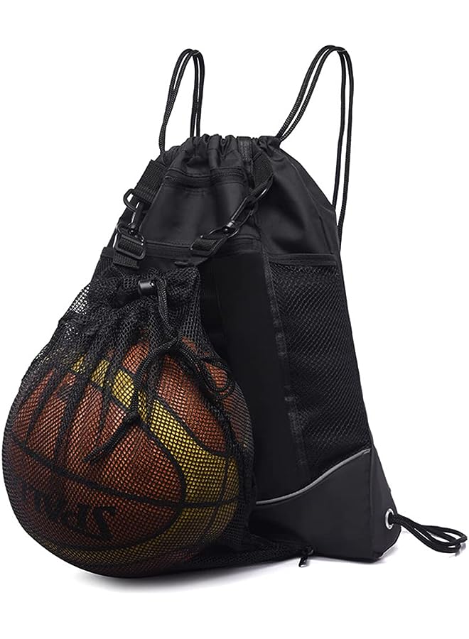 SYOSI Backpack Bag, Draw String Back Sack with Zip Pocket and Water Bottle Mesh Pockets, Sport Gym Drawstring Bags Basketball Football Swim Bag, Outdoor Travel Sports Backpack for Men Women  - Image 1