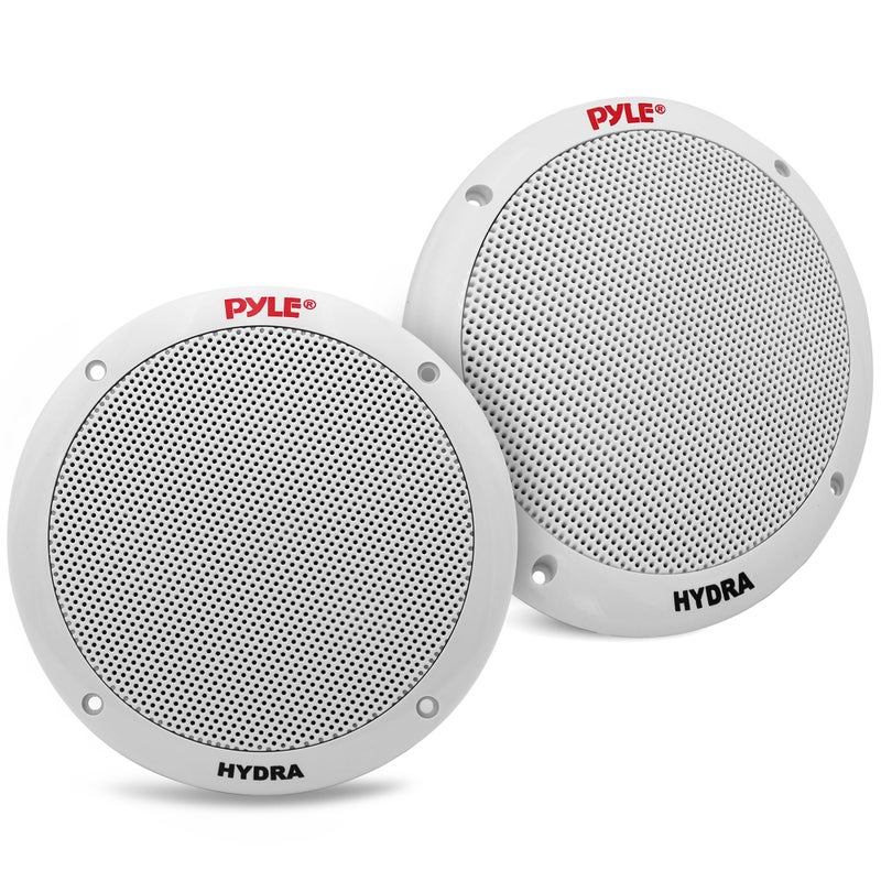 Pyle 6.5 Inch Dual Marine Speakers - 2 Way Waterproof and Weather Resistant Outdoor Stereo Sound System with 400 Watt Power, Polypropylene Cone and Butyl Rubber Surround - 1 Pair - PLMR605W(White) - Image 1
