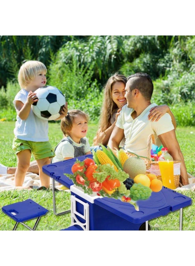 كروني حاضنة بلاستيكية بسعة 28 لترًا مع كرسيين ومكتب وطاولة نزهة متعددة الوظائف مع حاضنة تبريد | أحمر - Image 5