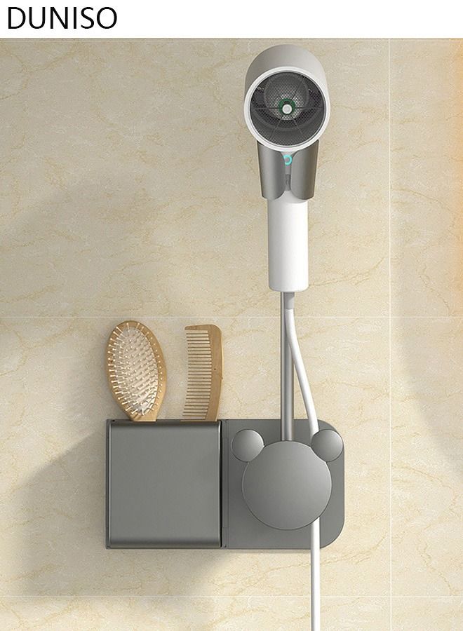 DUNISO Hair Dryer Holder Wall Mounted Upgraded Hands-Free Blow Dryer Holder Wall Mount Bathroom Multifunctional Hot Tool Storage Organizer for Hair Drver Curling Wand Straightener - Image 1