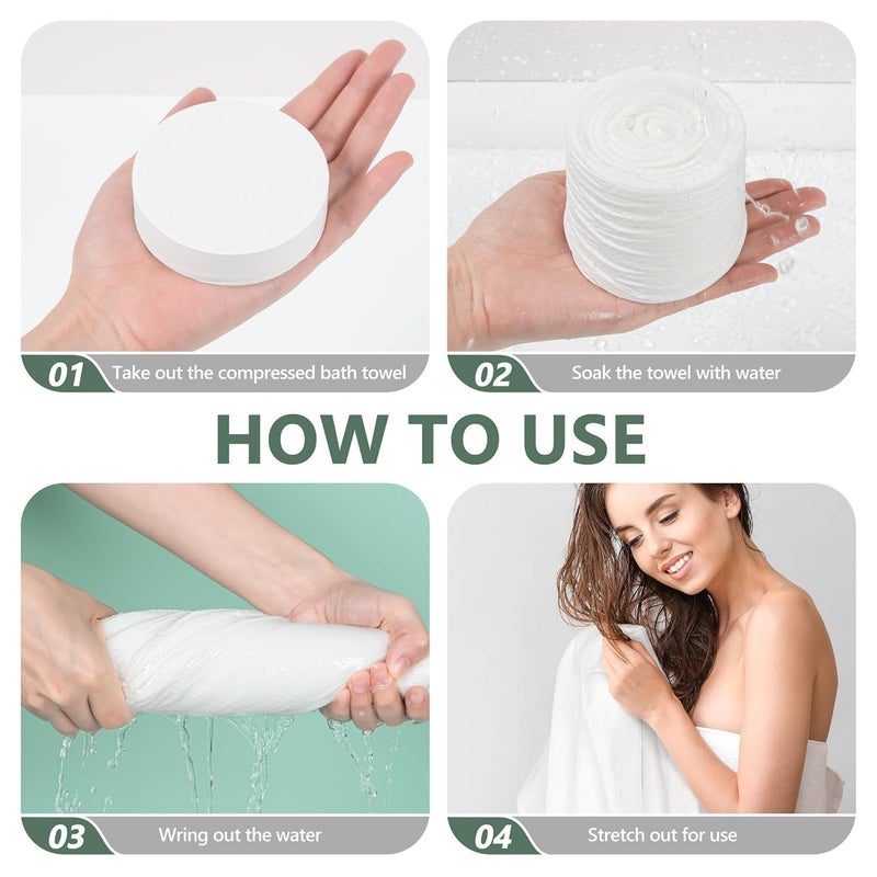 VIVUE Cotton Towel Tablets 4 PCS Magic Expand Large Compressed Towel 70 140 Cm Disposable Cotton Bath Towels Portable Light and Reusable Suitable for Hiking Camping Beach Swimming and Traveling - Image 3