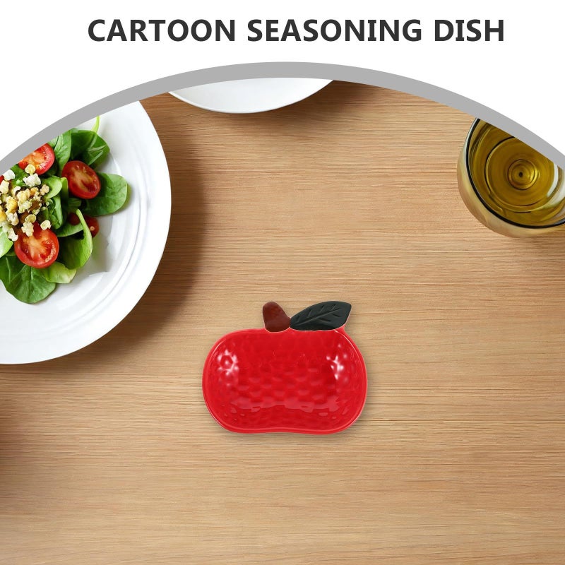 Apple Shaped Ceramic Dipping Sauce Plates Set Of 2 5 Inch Appetizer Sushi Snack Bowls - Image 5
