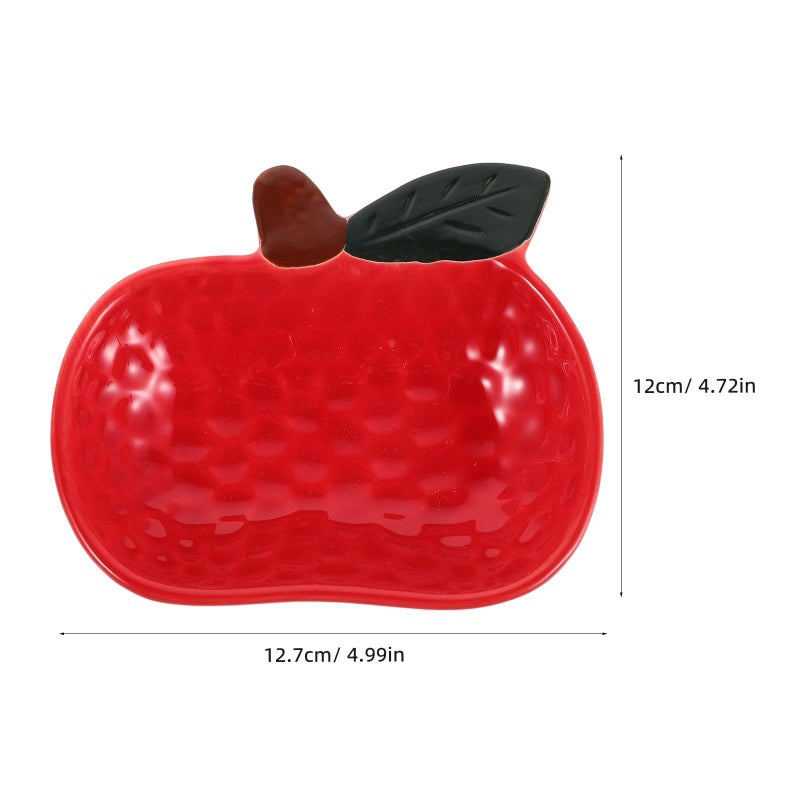 Apple Shaped Ceramic Dipping Sauce Plates Set Of 2 5 Inch Appetizer Sushi Snack Bowls - Image 3