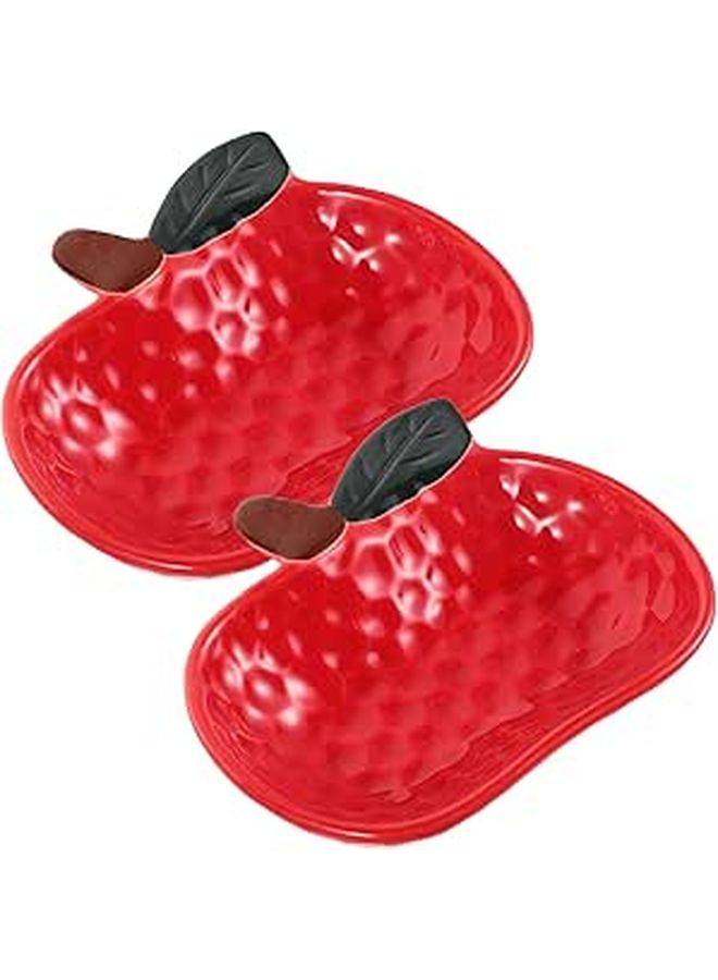 Apple Shaped Ceramic Dipping Sauce Plates Set Of 2 5 Inch Appetizer Sushi Snack Bowls - Image 1