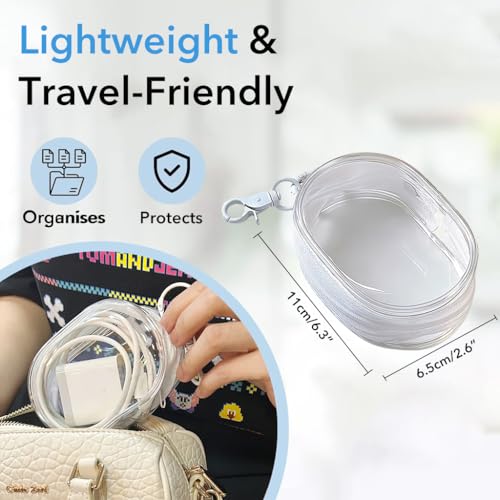 Supvox® PVC Transparent Storage Bag for Data Cable, Chargers, Earphones - Portable Travel Organizer Pouch with Quick Release Buckle, Waterproof Small Charging Cable Bag Travel Pouch Organizer - Image 2
