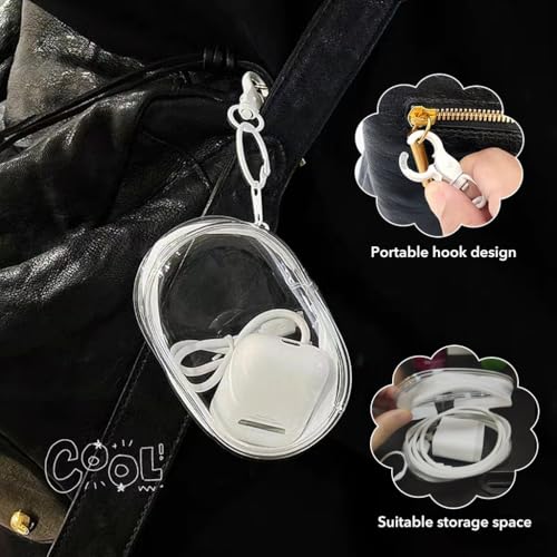 Supvox® PVC Transparent Storage Bag for Data Cable, Chargers, Earphones - Portable Travel Organizer Pouch with Quick Release Buckle, Waterproof Small Charging Cable Bag Travel Pouch Organizer - Image 3