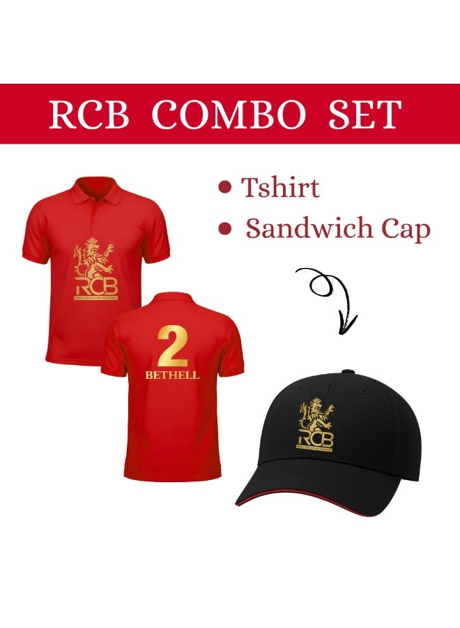 Bengaluru Cricket Men's Dry-Fit Polo Neck T-Shirt|Soft&Breathable Sportswear For Cricket Lovers|Tshirt With Cap|Suitable For Games - Image 3