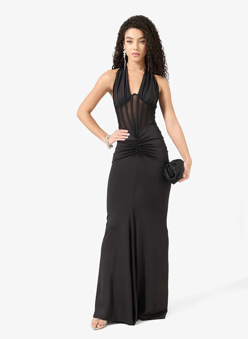 Corset Bodice Detail Maxi Dress