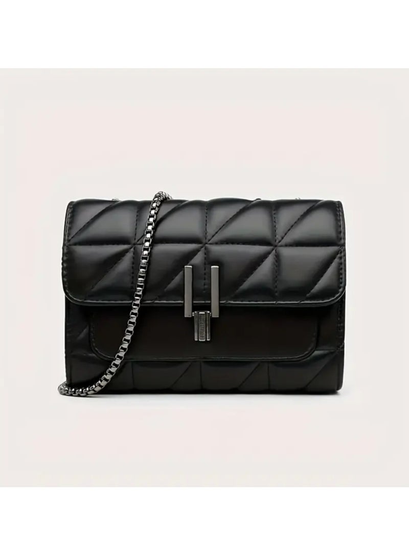 EIONN Elegant Mini Plaid Crossbody Bag for Women - Classic Flap Shoulder Purse with Adjustable Strap, Faux Leather - Image 2