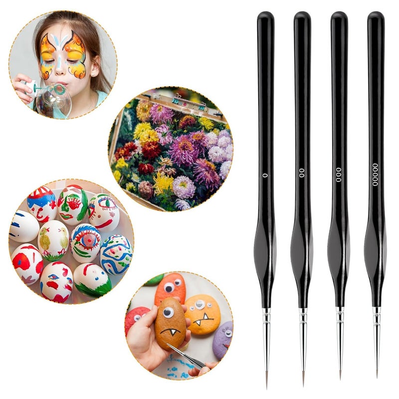 Rexmon Fine Detail Paint Brush Set, 4 Pieces Professional Small Artist Paint Brushes Thin Brushes for Fine Detailing Acrylic Watercolor Oil Painting - Image 5