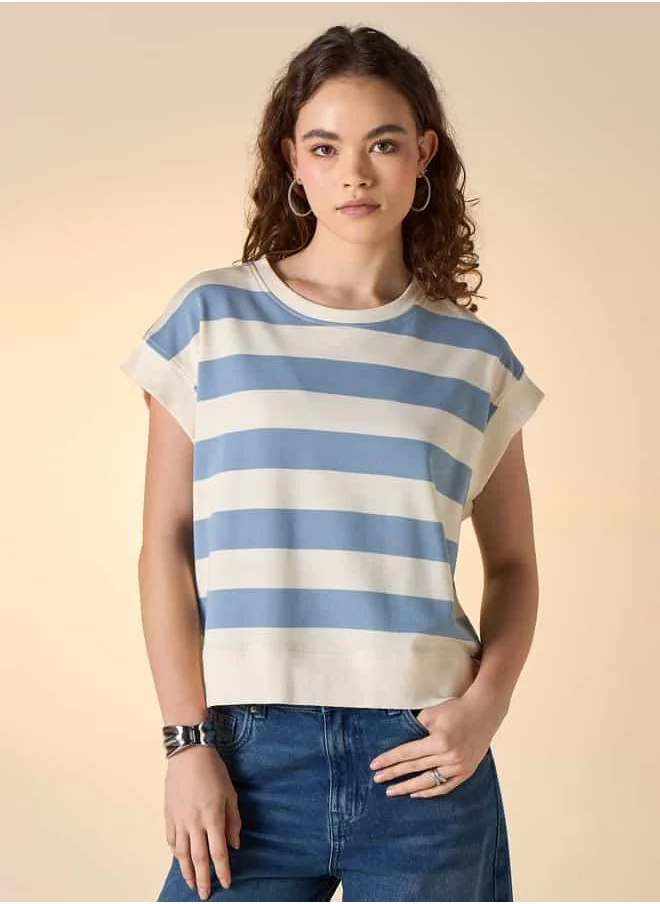 Lee Cooper Lee Cooper Striped T-shirt with Extended Sleeves