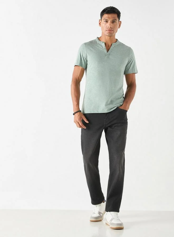 Splash FAV Henley Neck T-shirt with Short Sleeves