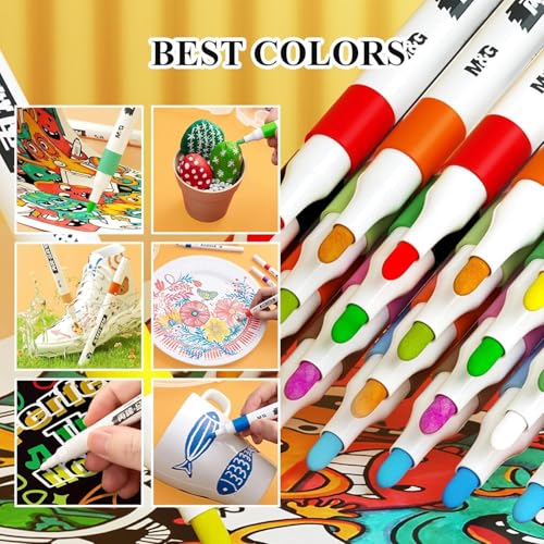 Amitasha 48 Colors Acrylic Fine Point Markers Paint Pen for Wood, Canvas, Stone, Rock Painting, Glass, Ceramic Surfaces, Diy Crafts Making Art School Supplies - Image 3