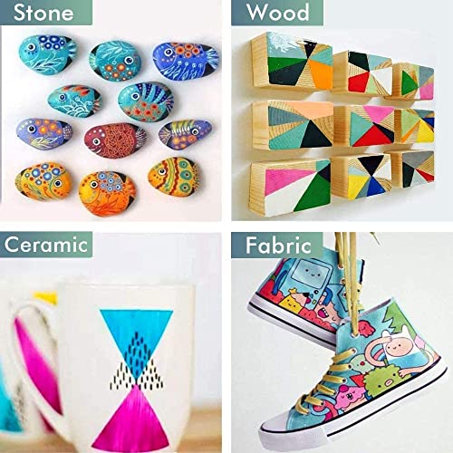 Amitasha 48 Colors Acrylic Fine Point Markers Paint Pen for Wood, Canvas, Stone, Rock Painting, Glass, Ceramic Surfaces, Diy Crafts Making Art School Supplies - Image 5